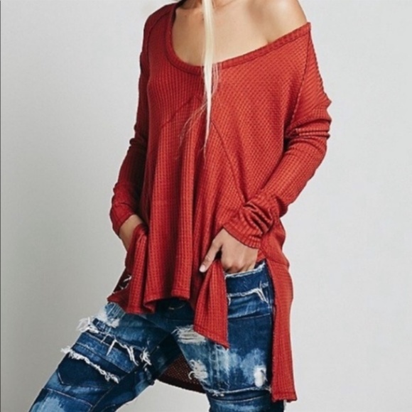 Free People Rust Sunset Park Thermal Top - Picture 1 of 12